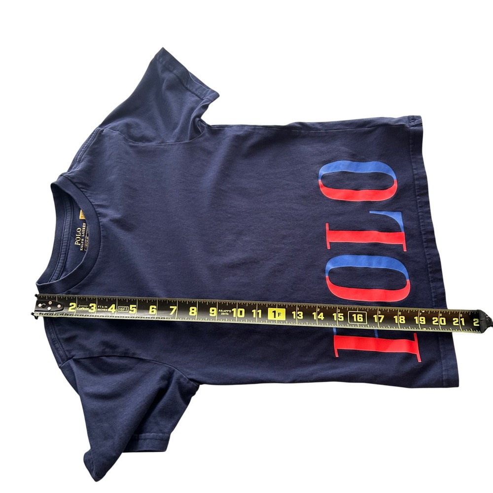 Polo Ralph Lauren T-Shirt Kids Size 8 Navy Blue Graphic Logo Crewneck Tee - Picture 5 of 7